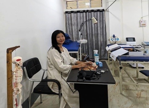 Dr Bendangnaro at her new clinic, Physio Home, in Kuda Village, Dimapur.